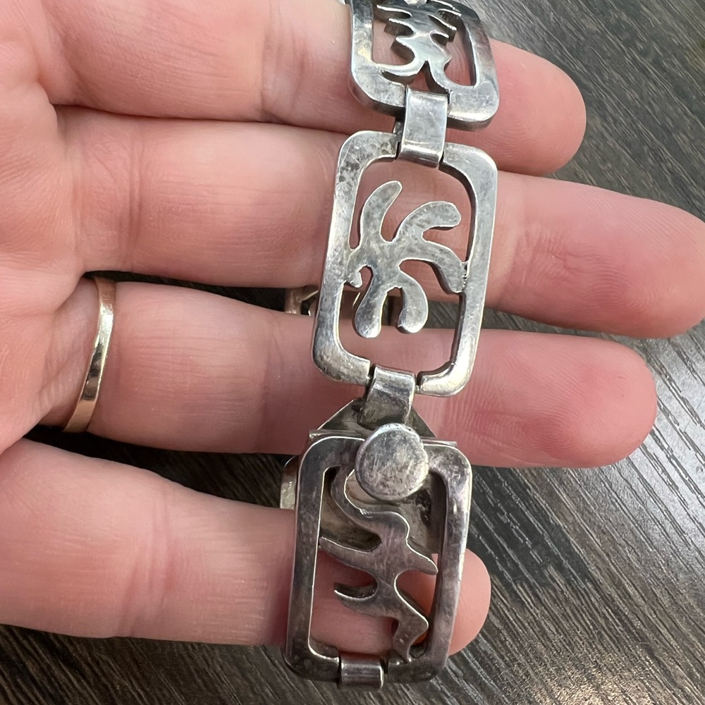 Taxco Mexico 925 Sterling Silver Link Bracelet 38.9G - Picture 5 of 15